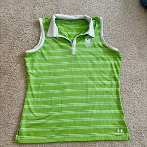 Under Armor Green Stripped Golf Tank Top